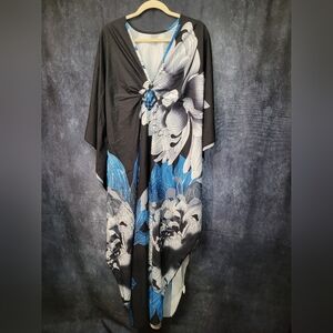 ✨️3/$25✨️ Black and Blue Floral Kaftan Dress